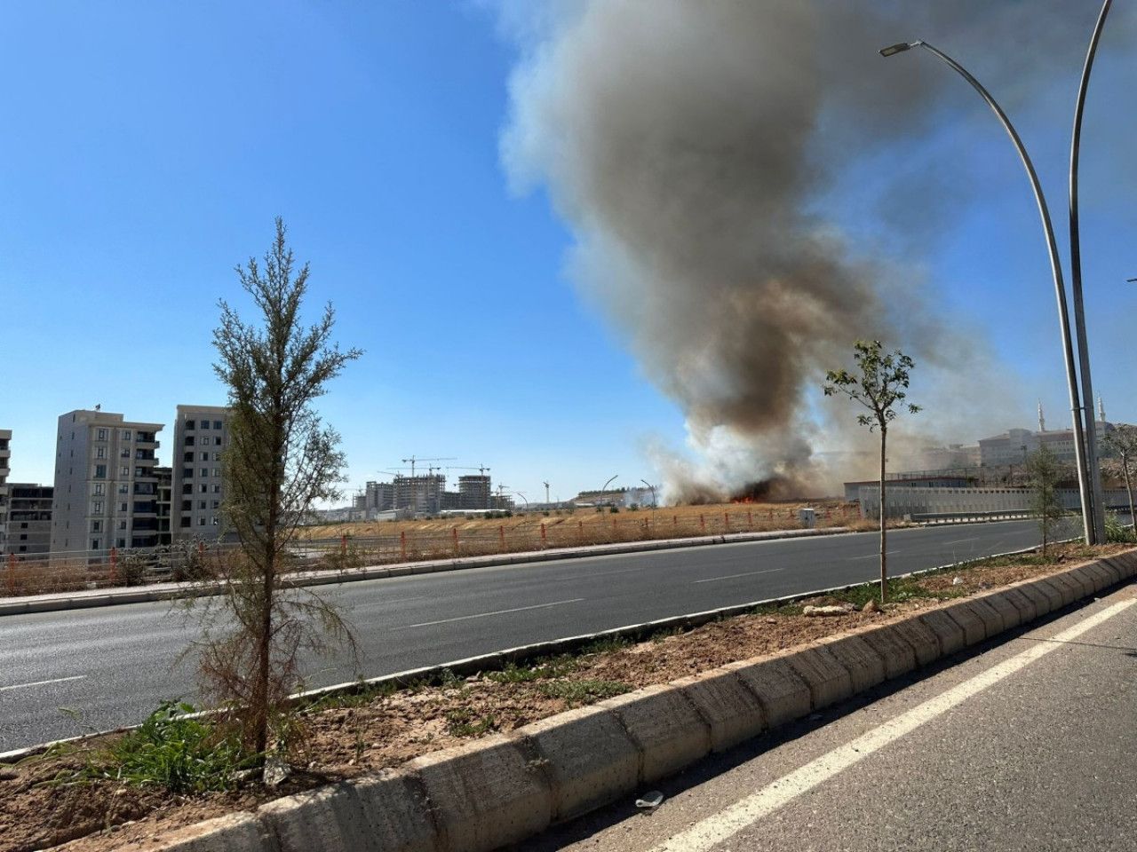 Urfa'da kuru ot yangını