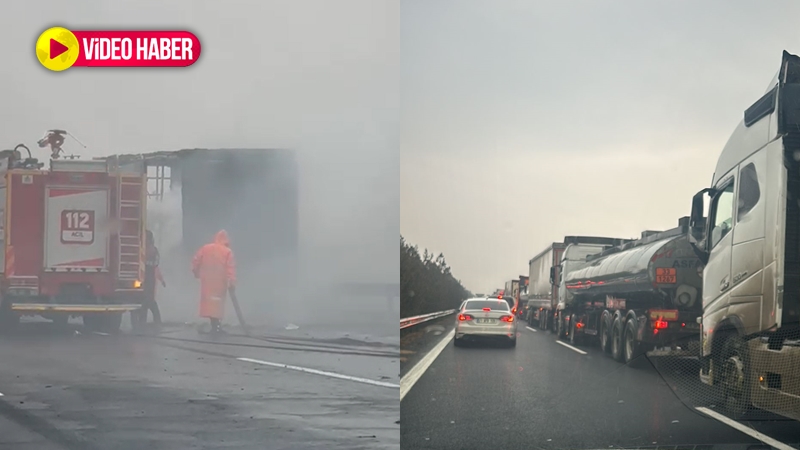 Şanlıurfa’da seyir halindeki tır alev aldı! Metrelerce kuyruk oluştu