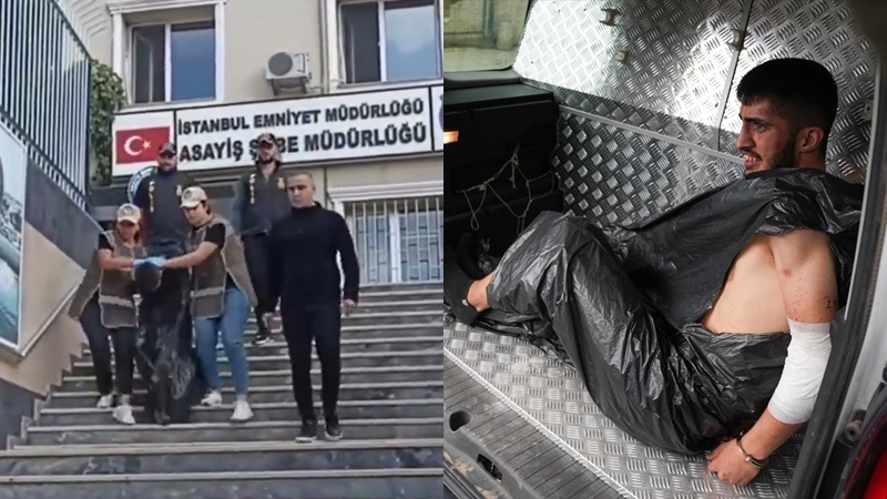 Polis memurunu şehit eden zanlı çöp poşeti giydirilerek adliyeye sevk edildi